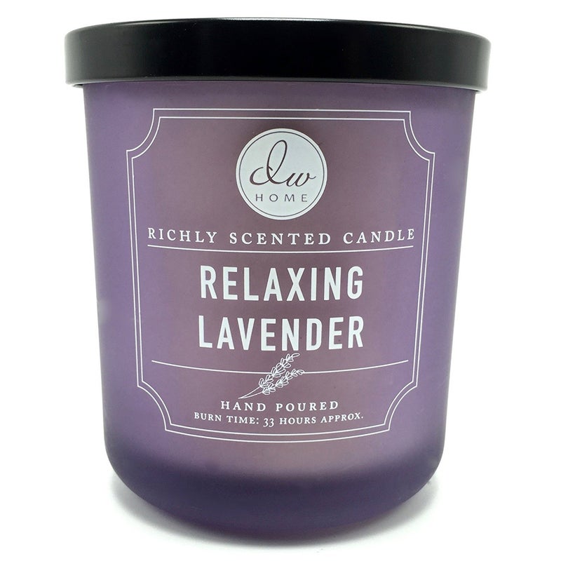 DW Home Relaxing Lavender Scented Candle Hand Poured Into a Frosted Heavy Glass Jar 9.5 Ounces - Image 1